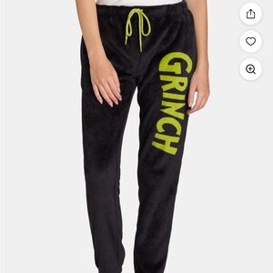 Dr. Seuss Black and Green Grinch Pants fuzzy cozy pajama pants casual bottoms XS